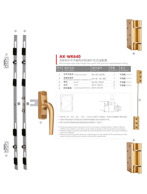 非歐標(biāo)外平開窗兩點(diǎn)鎖(撥釘式)系列